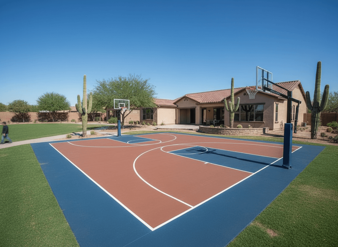 A sports court builder job seen in full
