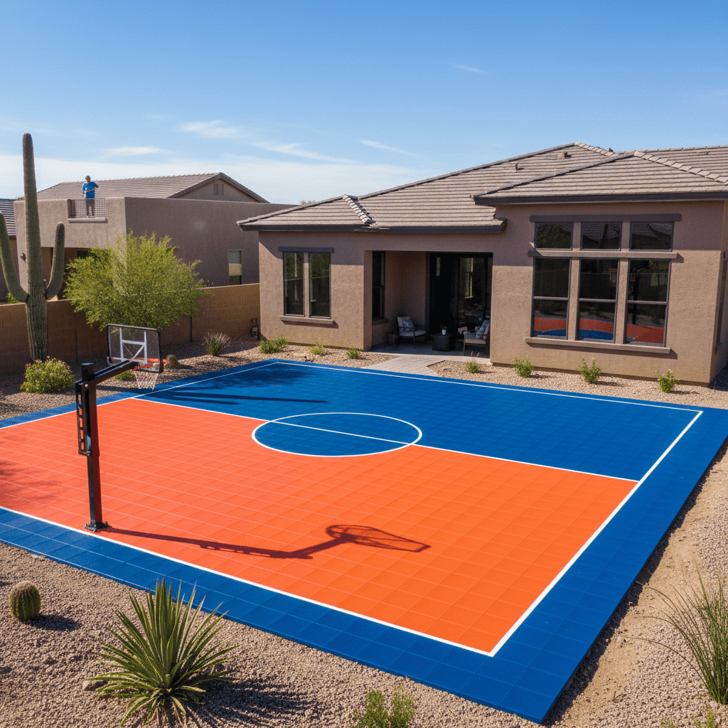 A completed sports court builder job at a house